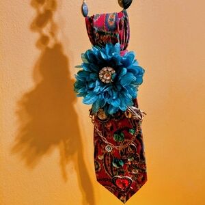 Bohemian Necklace with Blue Flower Pendant